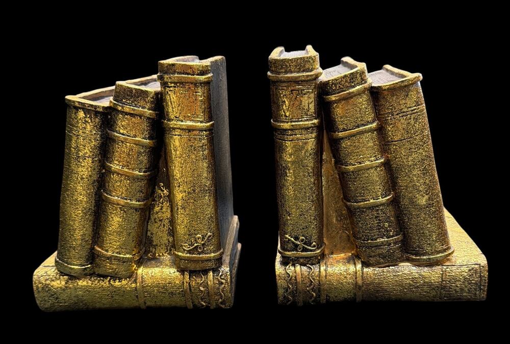Vintage Gold Gilt Bookends Faux Antique Book Stack Book Ends